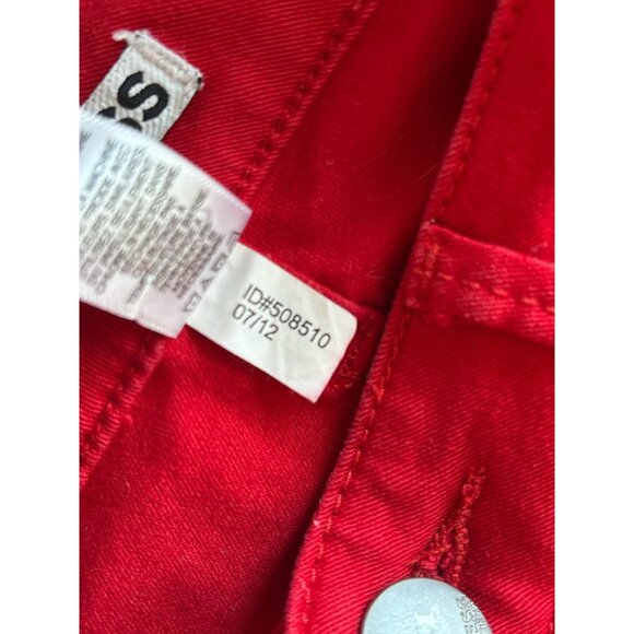 Express Jeans Womens 4 Red Stretch Denim Skinny Leg 5 Pocket Zip Fly 508510 - Picture 4 of 8